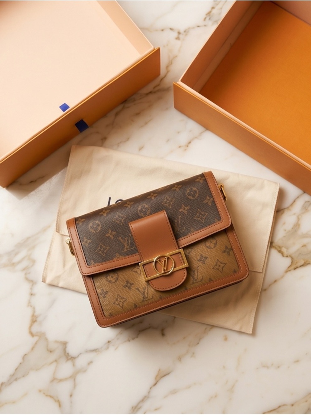 Louis Vuitton Dauphne MM Brown Designer Crossbody Bag